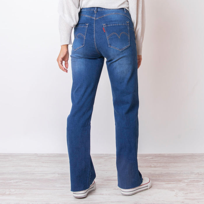 Calça Jeans Perna Larga - Azul