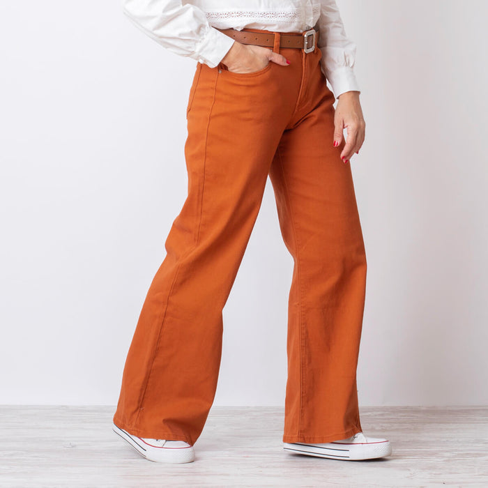 Pantalón Culotte Cinturón - Teja