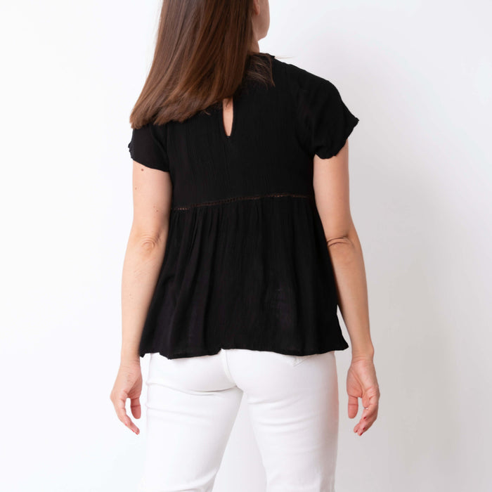 Blusa Bámbula Com Pompons - Preto