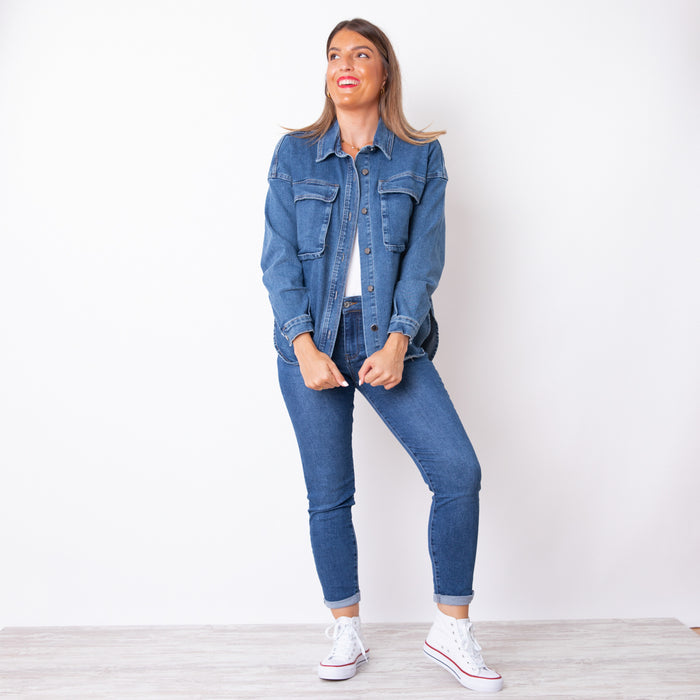 Jaqueta Jeans Oversize - Azul