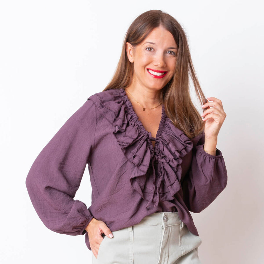 Blusa Babado Ajustável - Roxo