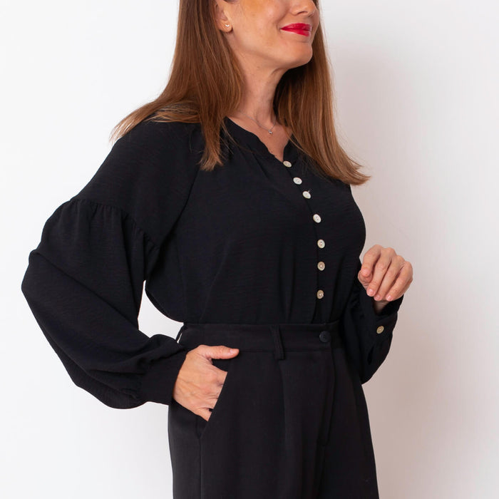 Blusa Botões Bufantes - Preto