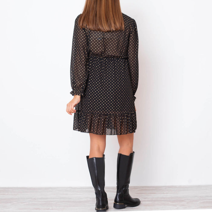 Vestido Estampado Glitter - Preto