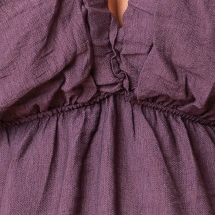 Vestido Gola V - Roxo