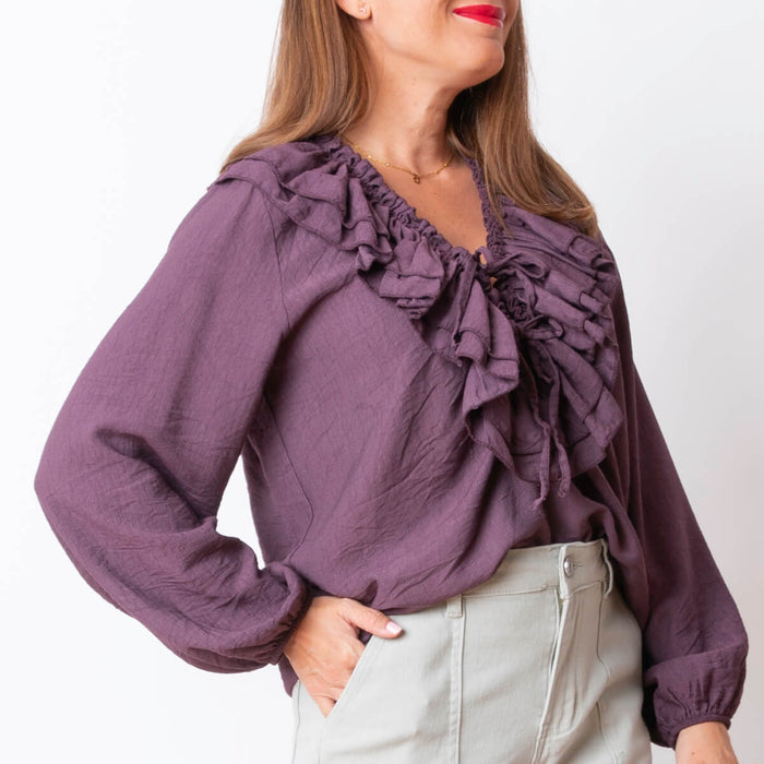 Blusa Babado Ajustável - Roxo