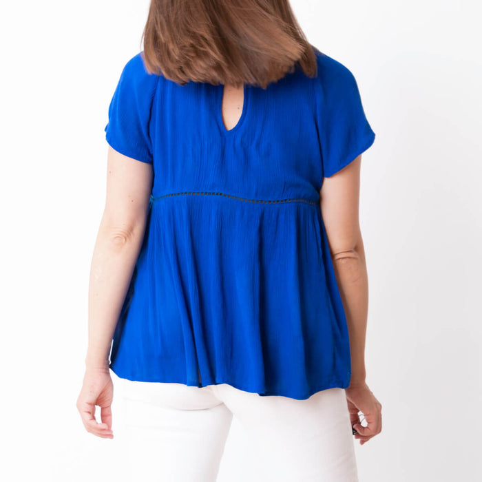 Blusa Bámbula Com Pompons - Azul Cobalto