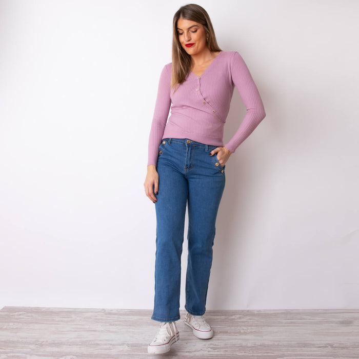 Calça Jeans Triplo Botão - Azul