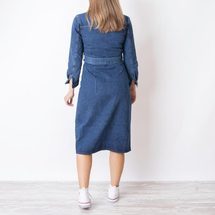 Vestido Denim Midi - Azul