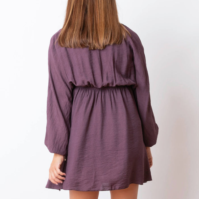 Vestido Gola V - Roxo