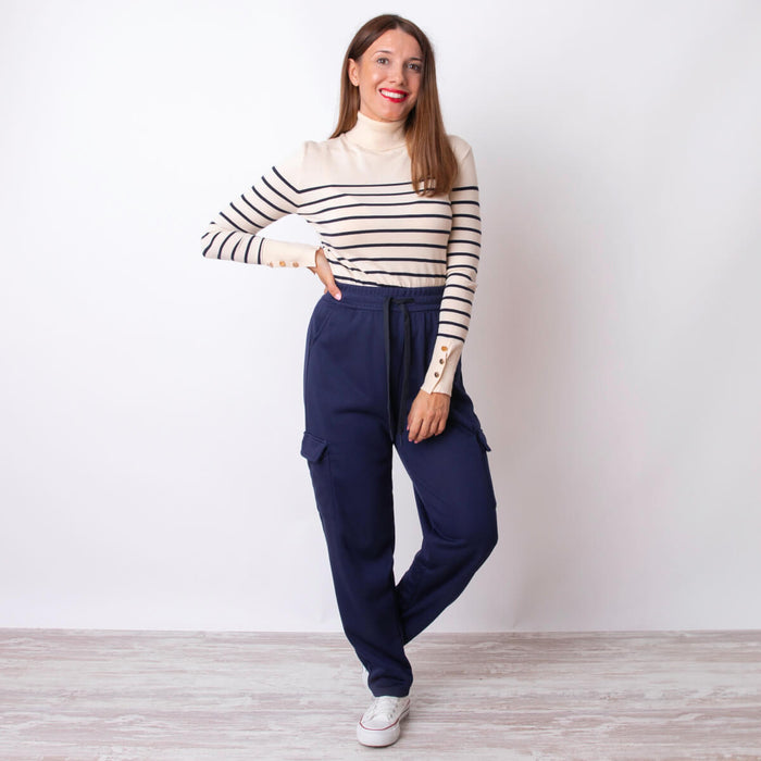 Calça Cargo de Lã - Azul Marinho