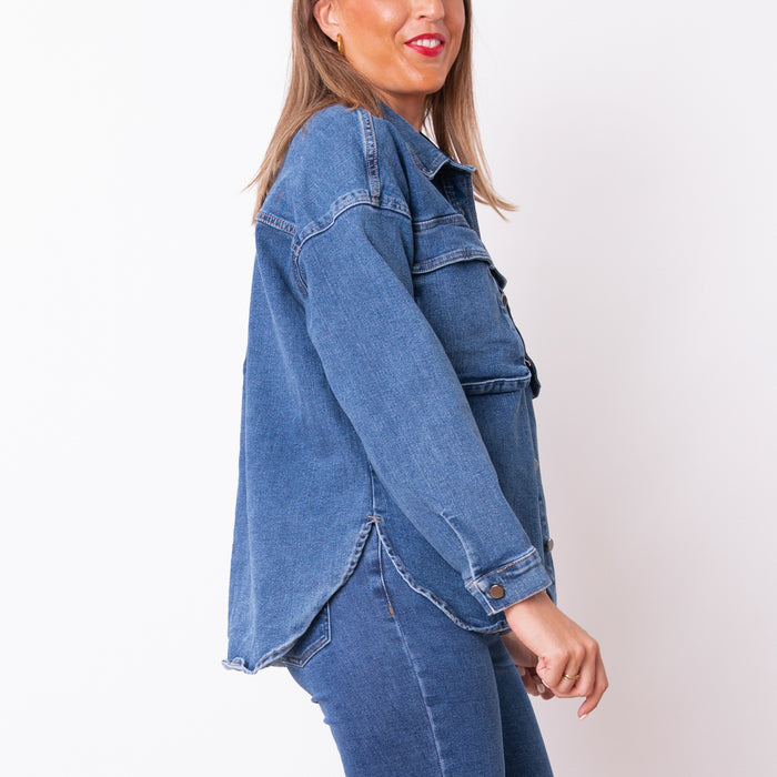 Jaqueta Jeans Oversize - Azul