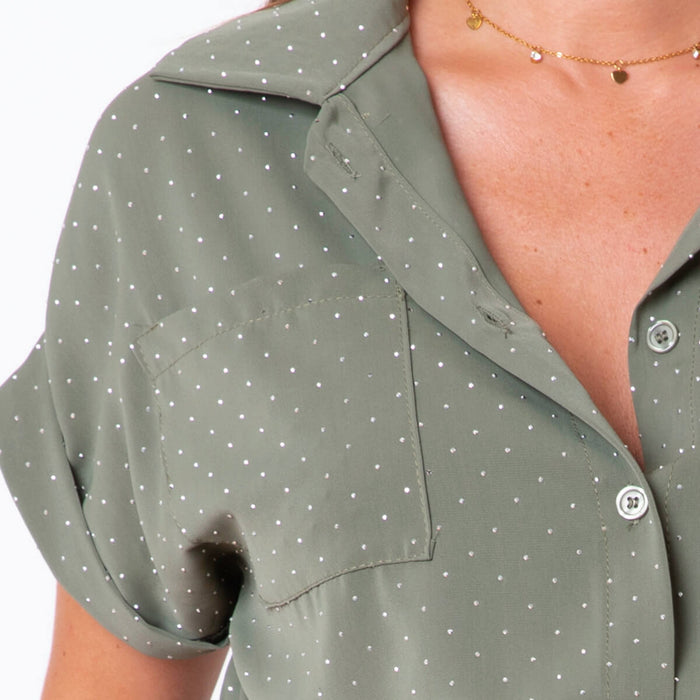 Camisa Detalles Strass - Militar