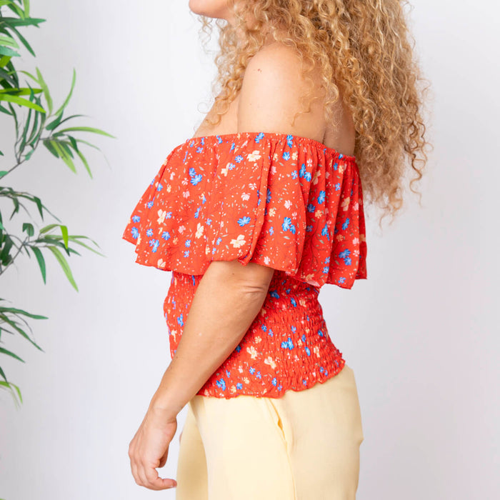 Blusa Treco Flores - Rojo