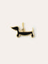 Amuleto para cachorro Dachshund esmalte preto banhado a ouro