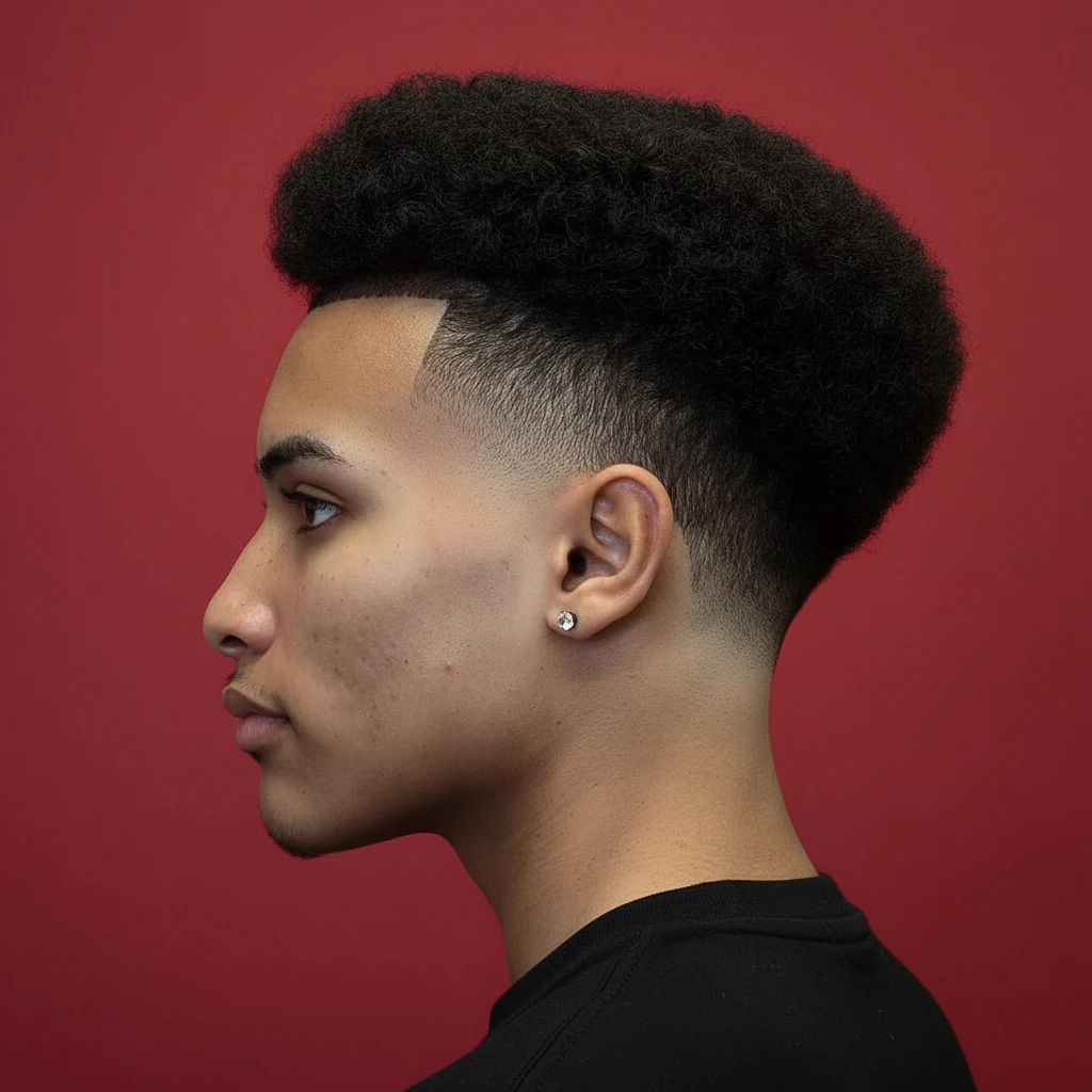 American Cut with High Gradient on Curly Hair