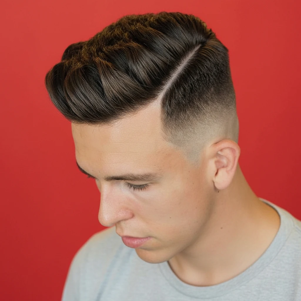 Corte Americano com Degradê Baixo em Cabelo Liso