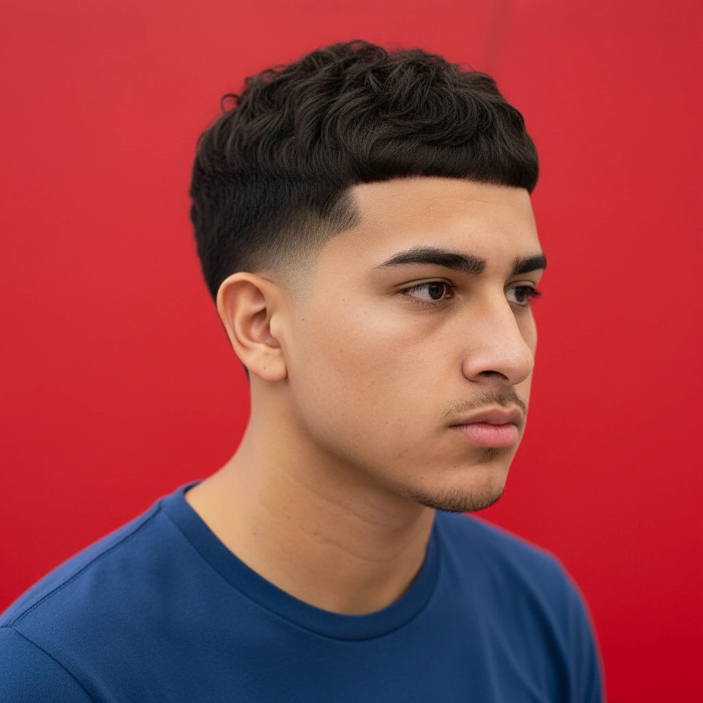 Corte americano con degradado bajo en cabello liso