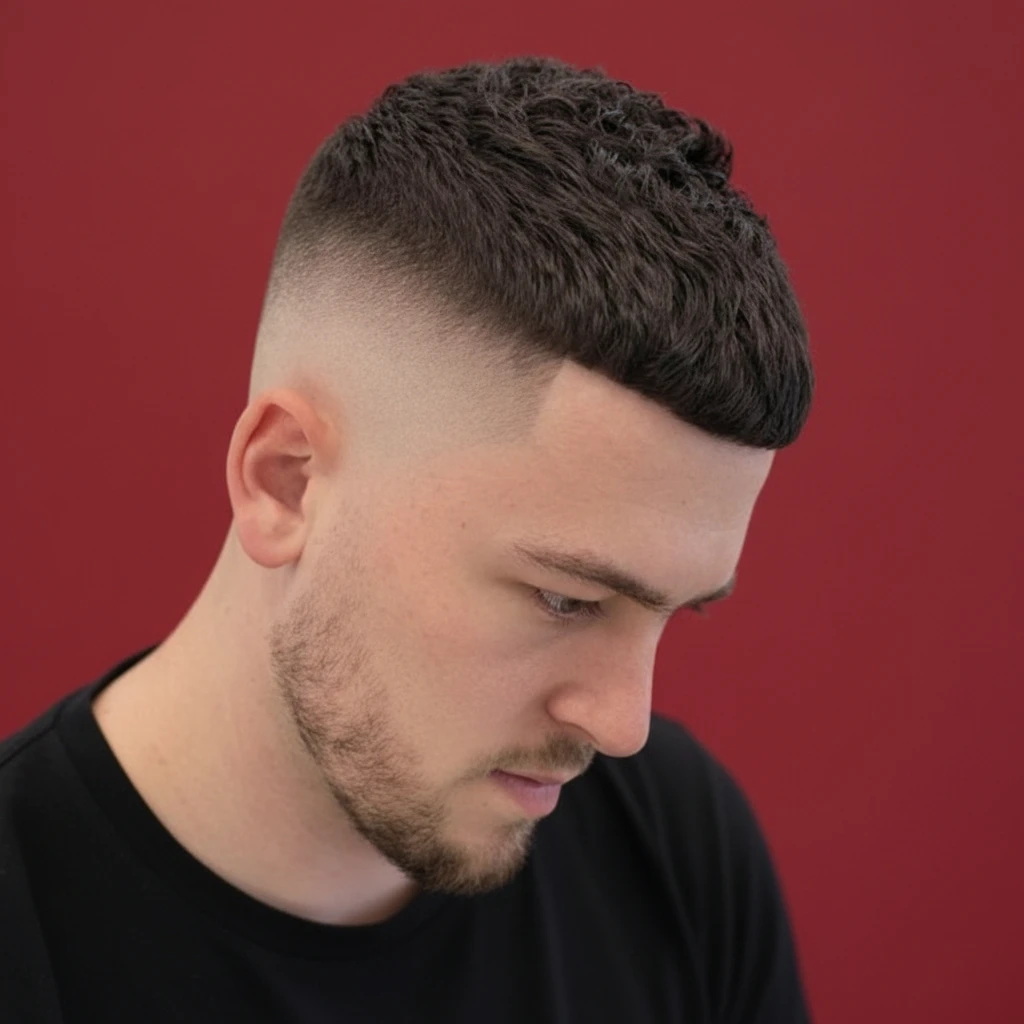 Corte americano con degradado medio en cabello liso