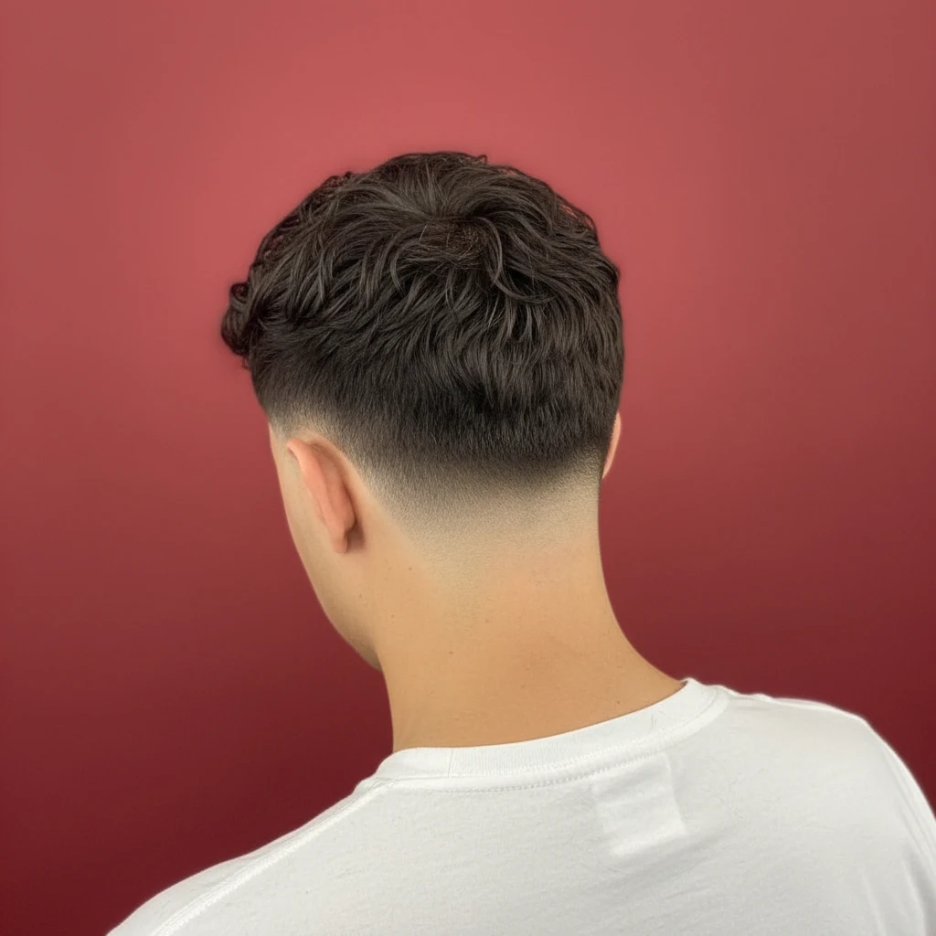 Corte Americano com Degradê Médio em Cabelo Ondulado