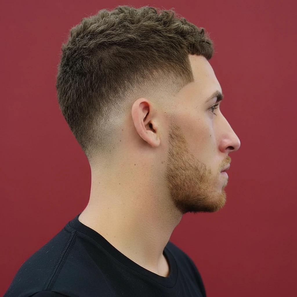 Corte Americano com Degradê Médio em Cabelo Ondulado