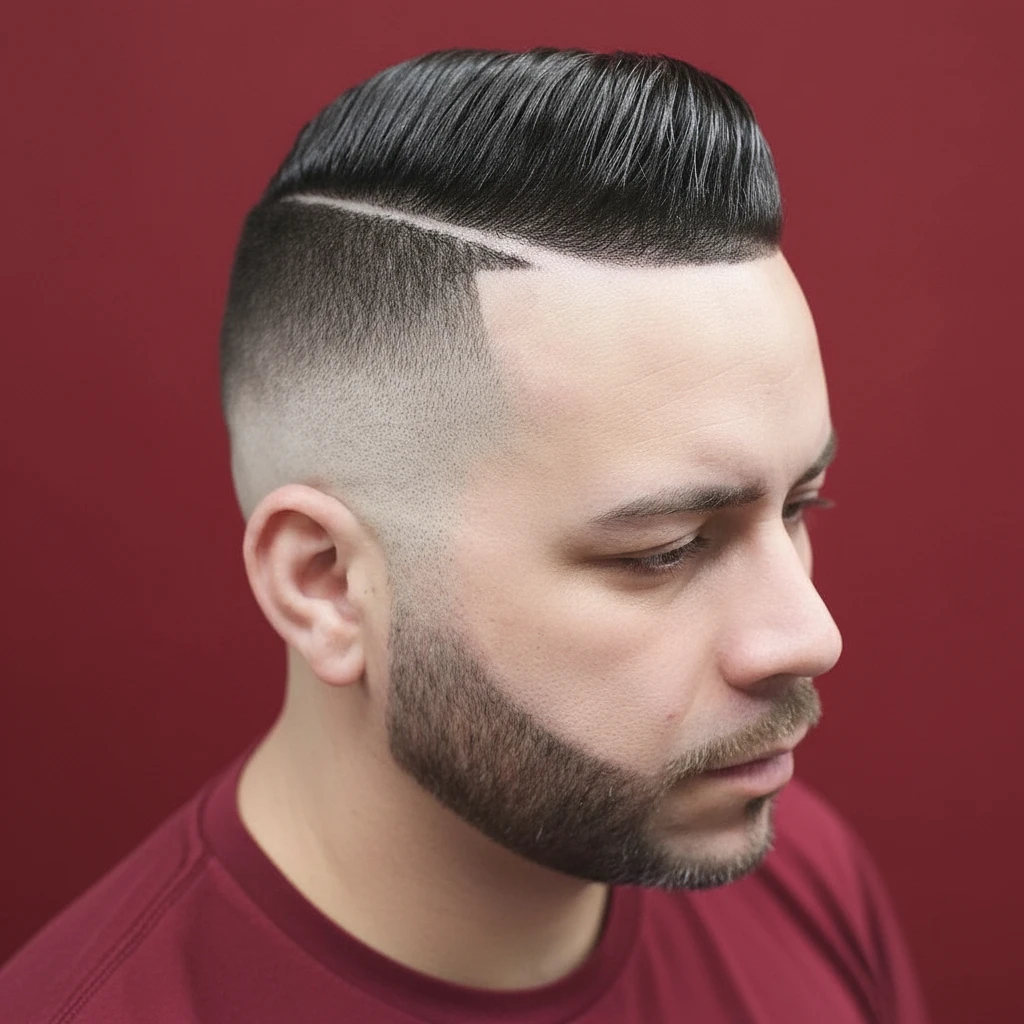 Corte americano con degradado y raya lateral