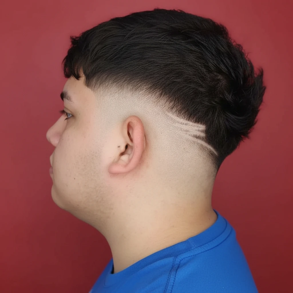 Corte americano con degradado y raya lateral