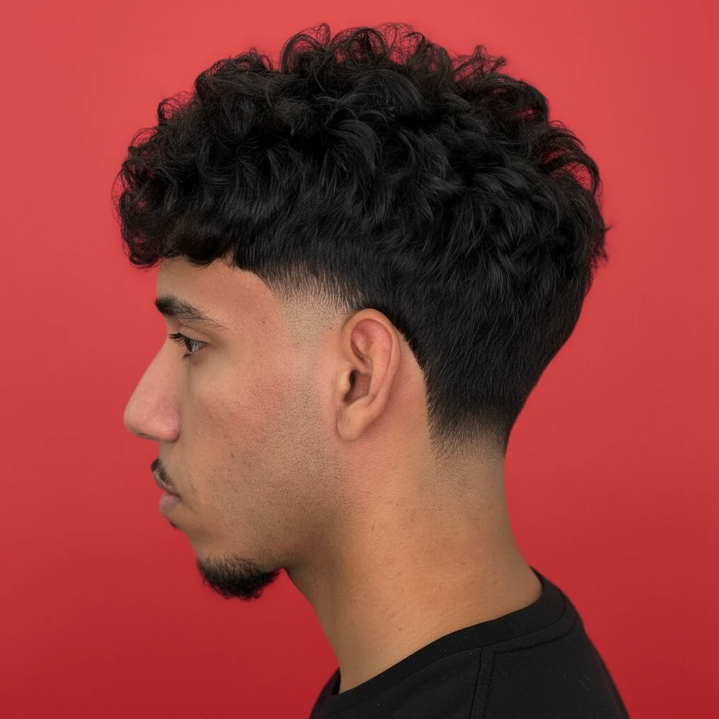 Corte Americano com Degradê em Cabelo Cacheado