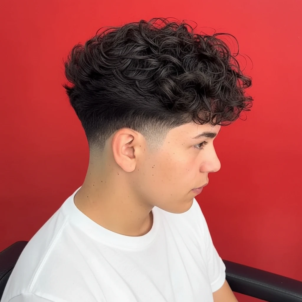 Corte Americano com Degradê em Cabelo Cacheado