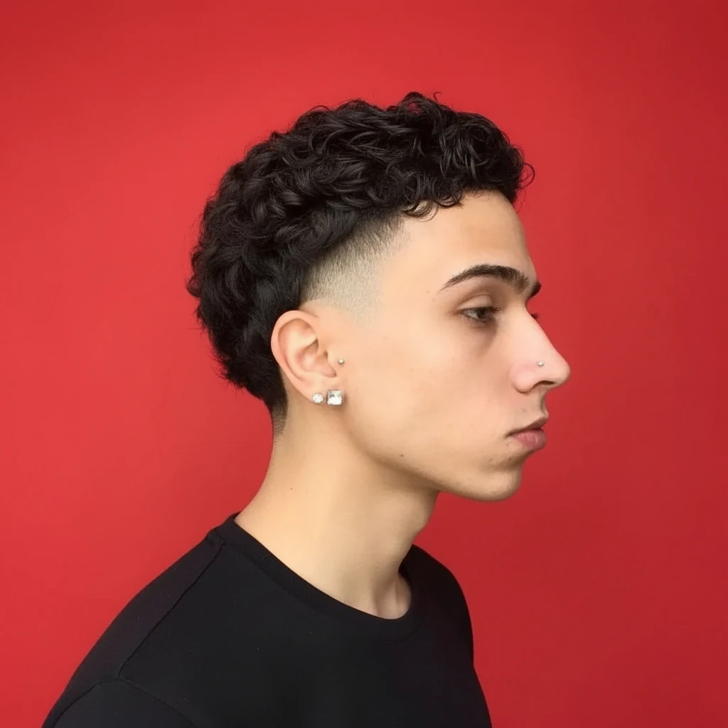 Corte Americano com Degradê em Cabelo Cacheado