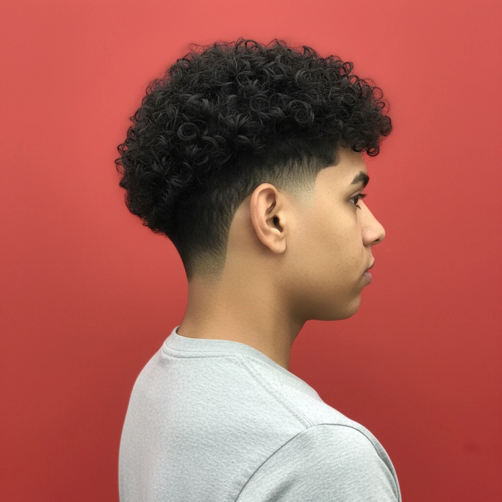 Corte Americano com Degradê em Cabelo Cacheado