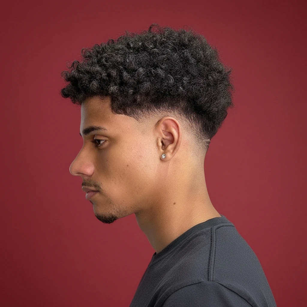 Corte Americano com Degradê em Cabelo Cacheado