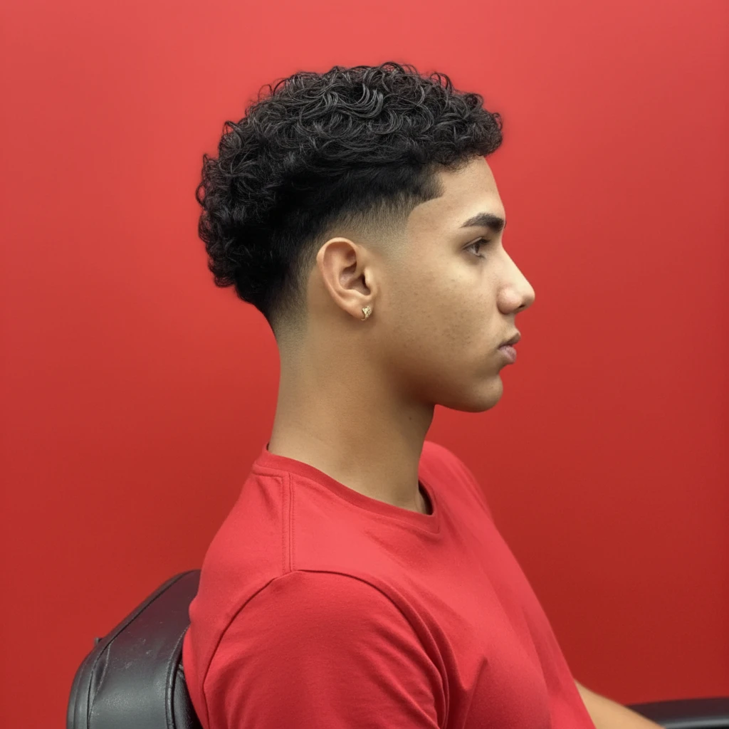 Corte Americano em Cabelo Cacheado com Degradê