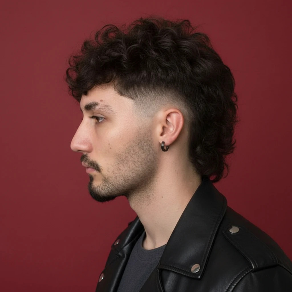 Men's Burst Fade Cut on Curly Hair