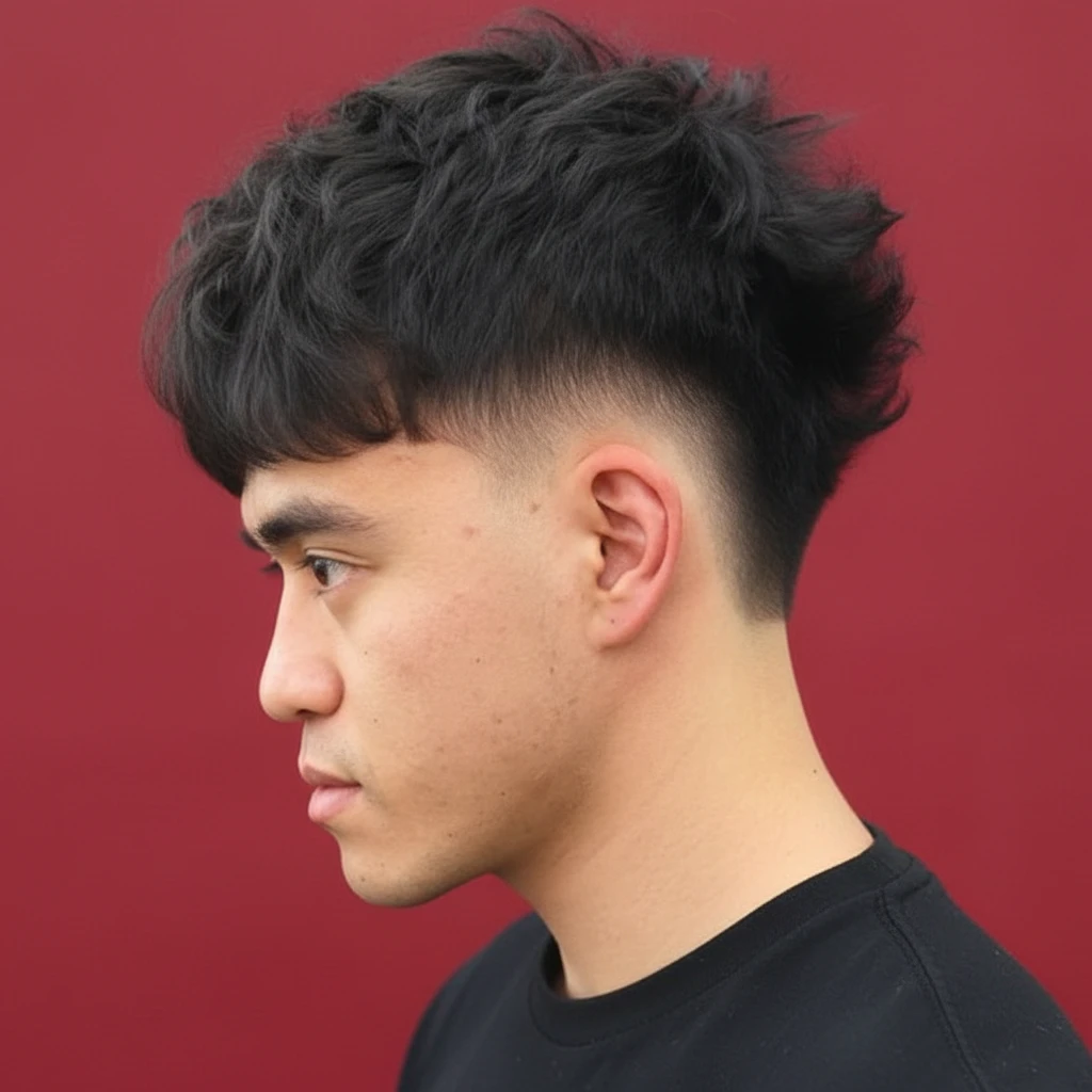 Men's Burst Fade Haircut with Curly Hair