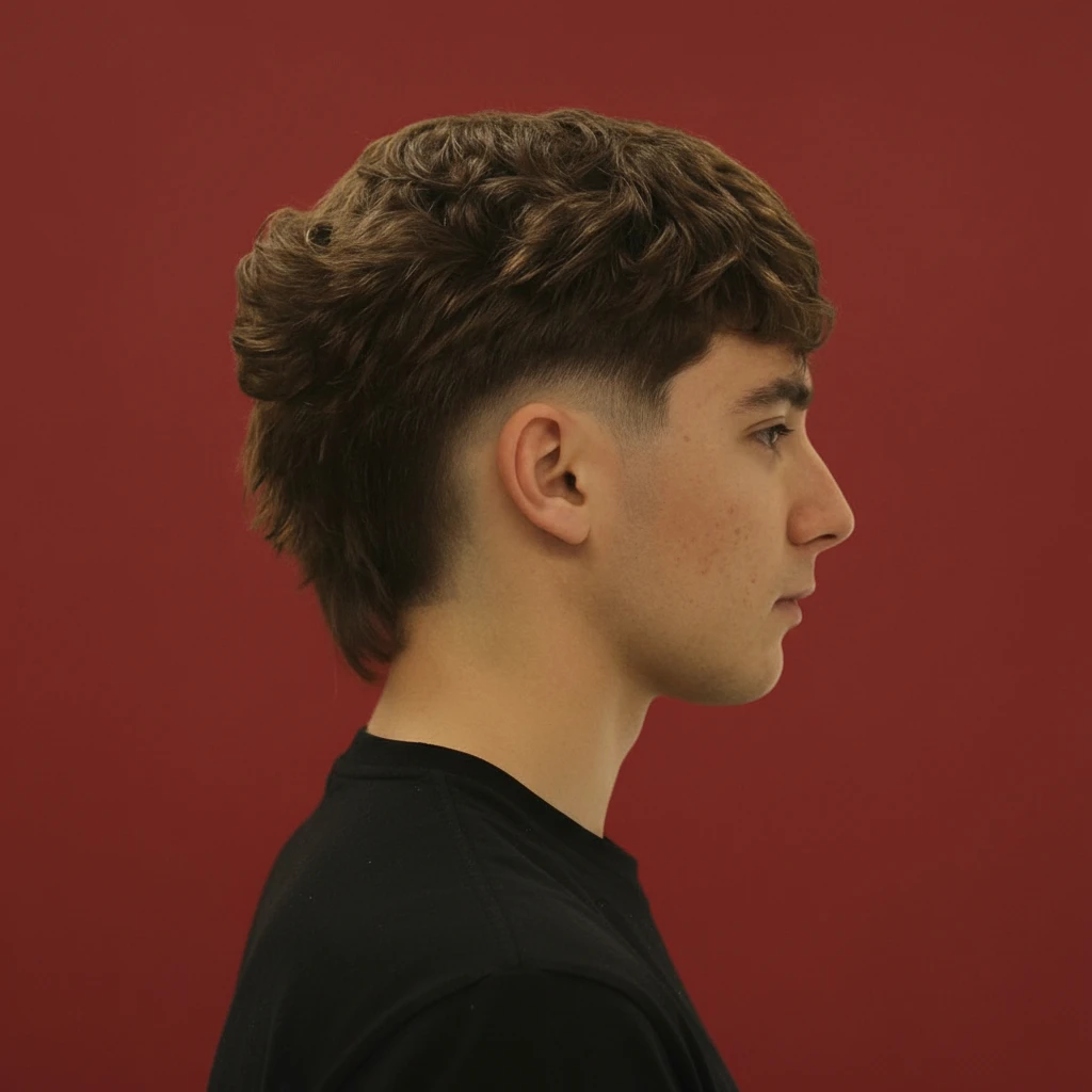 Men's Burst Fade Cut on Curly Hair