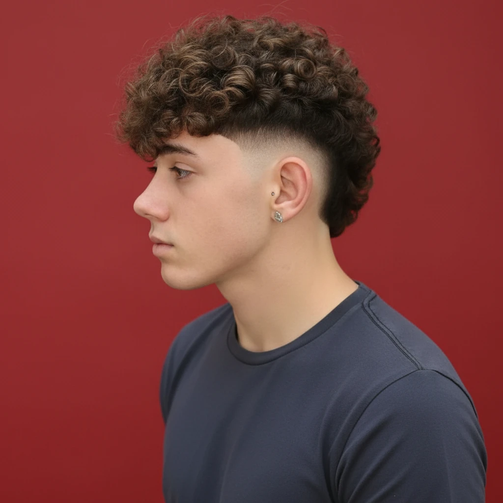 Corte Burst Fade Masculino em Cabelo Cacheado