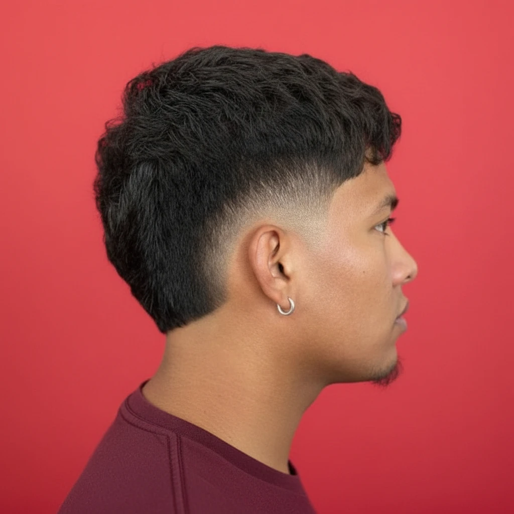 Corte Burst Fade Masculino em Cabelo Cacheado
