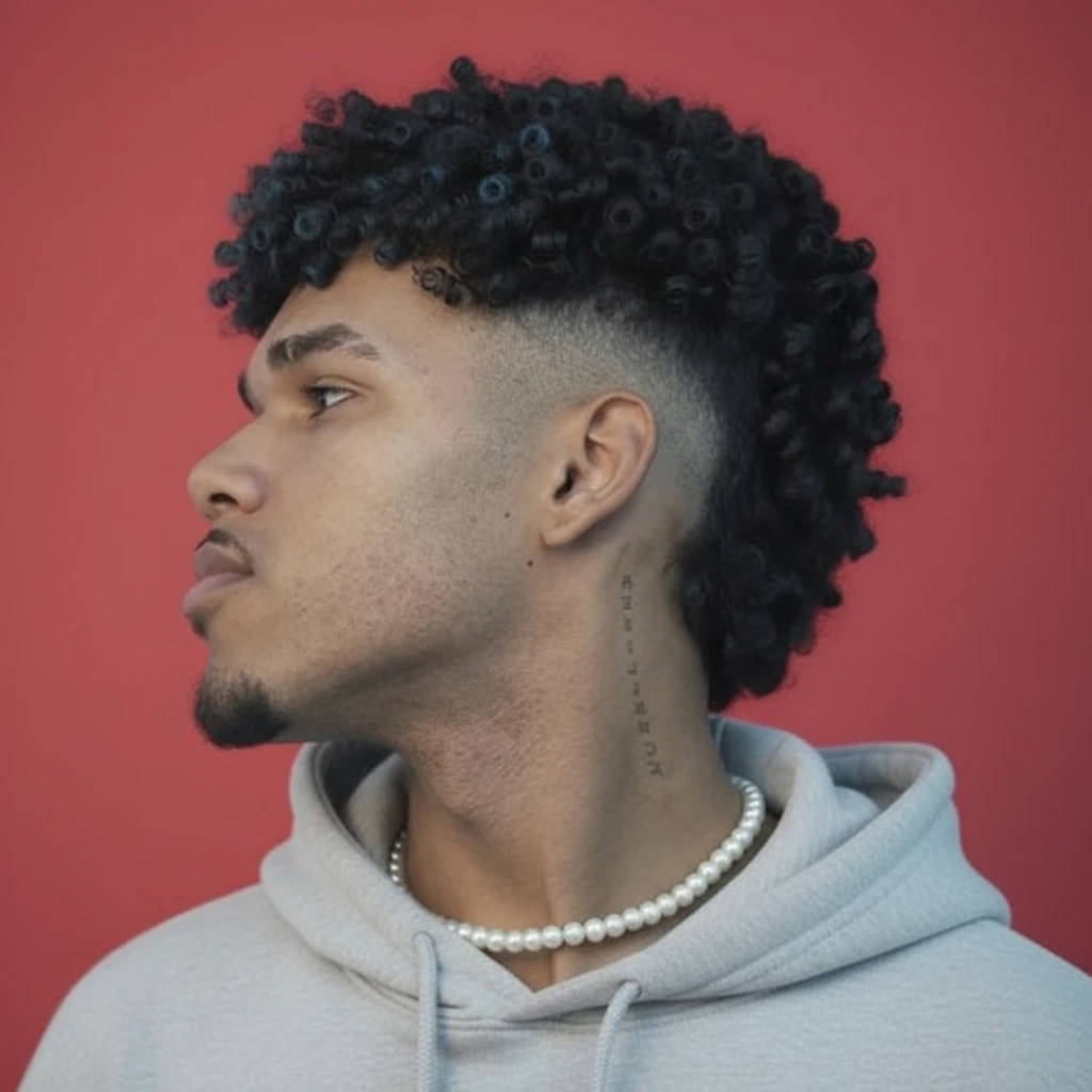 Corte Burst Fade Masculino em Cabelo Crespo