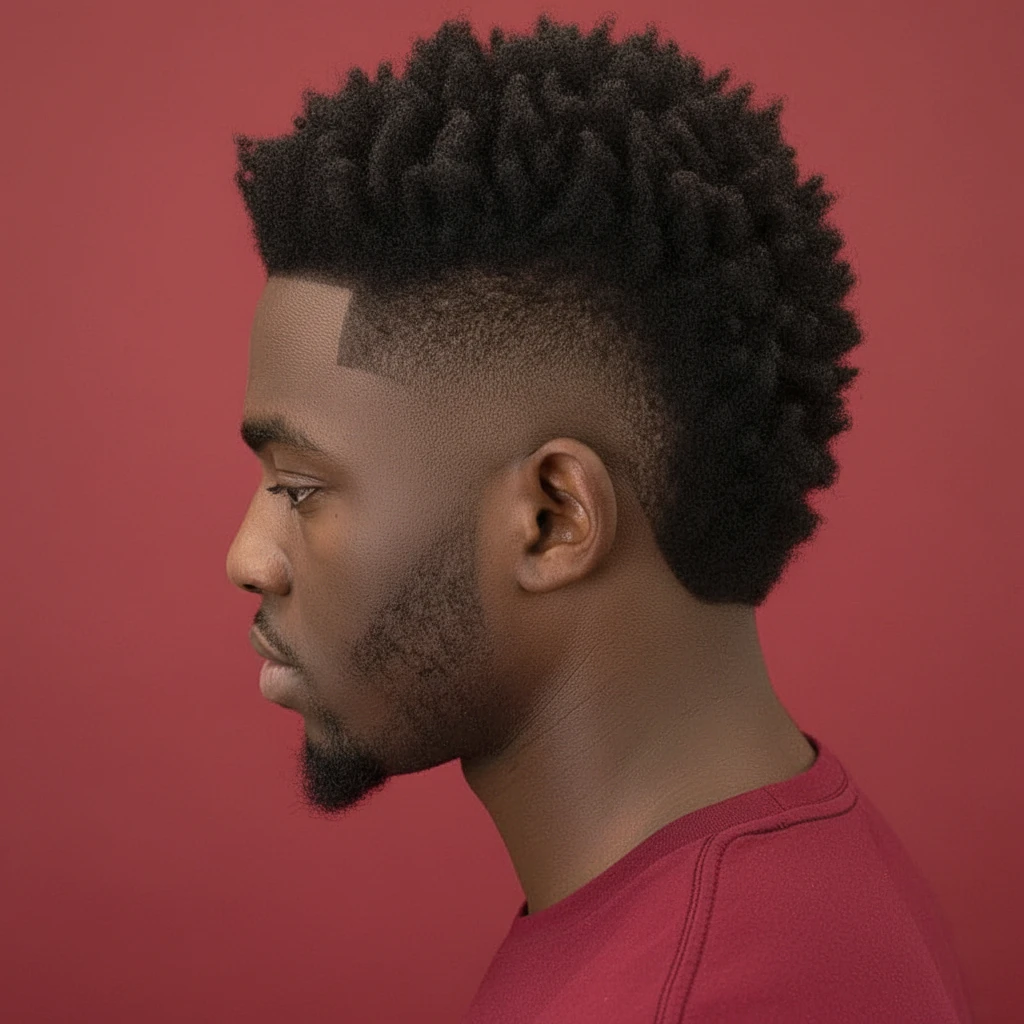 Corte Burst Fade Masculino em Cabelo Crespo