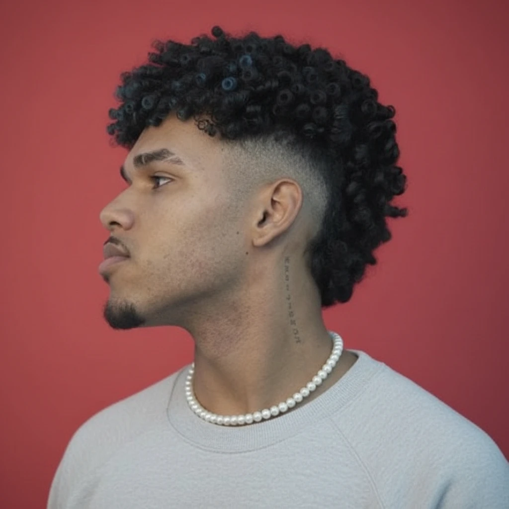 Corte Burst Fade Masculino em Cabelo Crespo