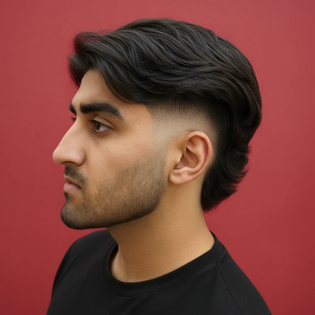 Men's Burst Fade Cut on Straight Hair
