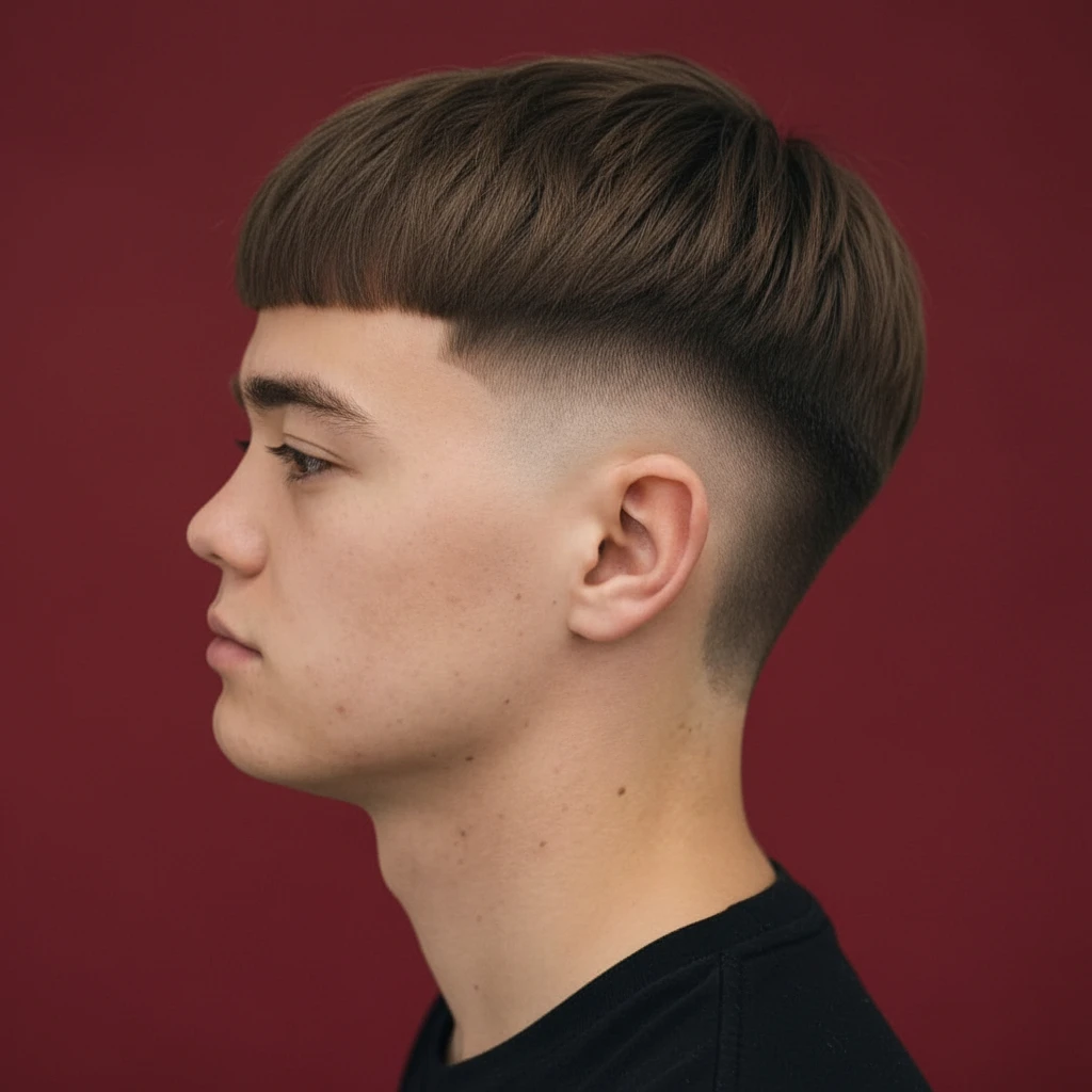 Corte Burst Fade para hombres en cabello liso