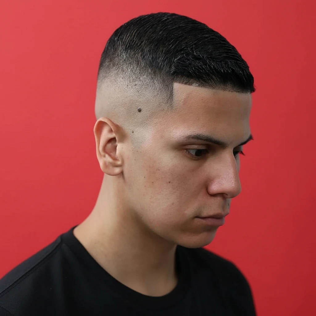 Men's Clean Buzz Cut with Low Fade Haircut