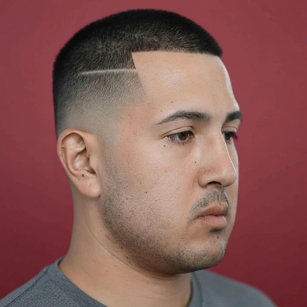Corte Buzz Cut com Risco Lateral