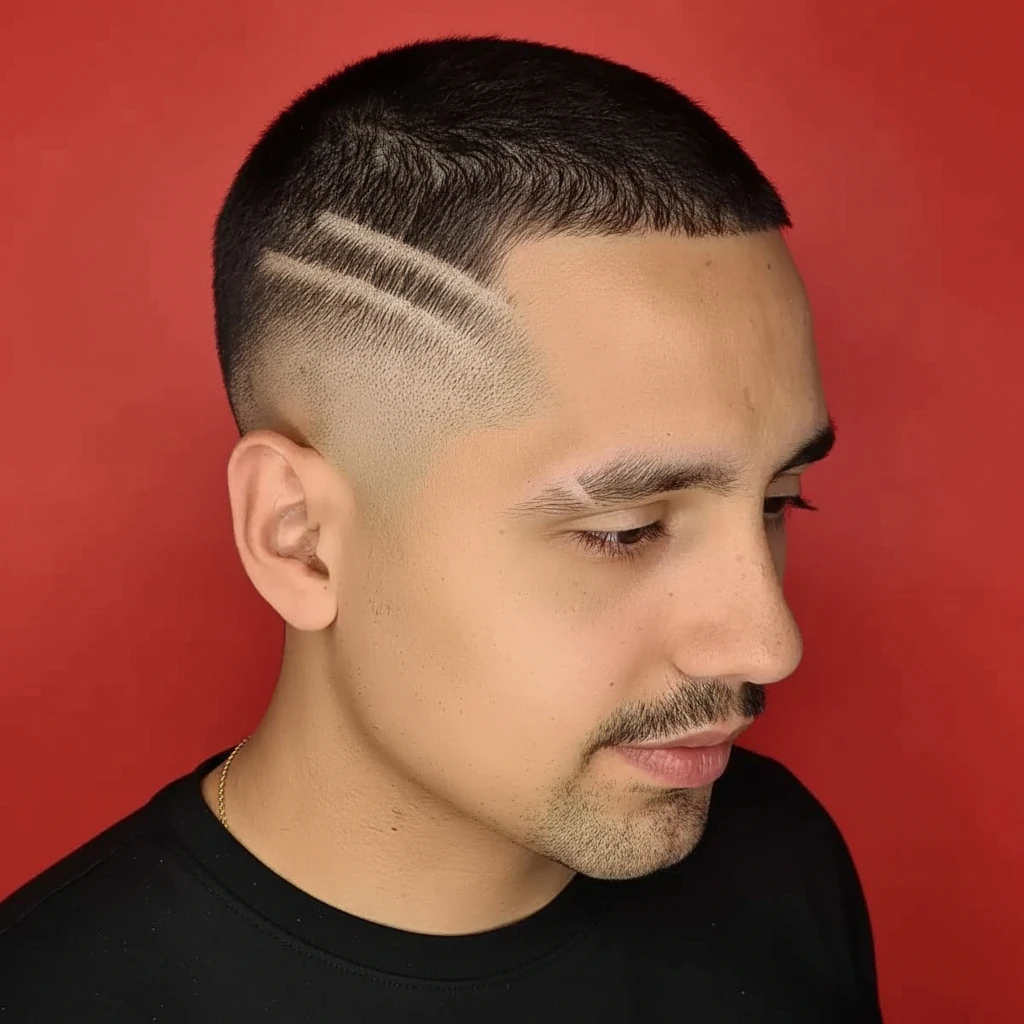 Corte Buzz con raya lateral
