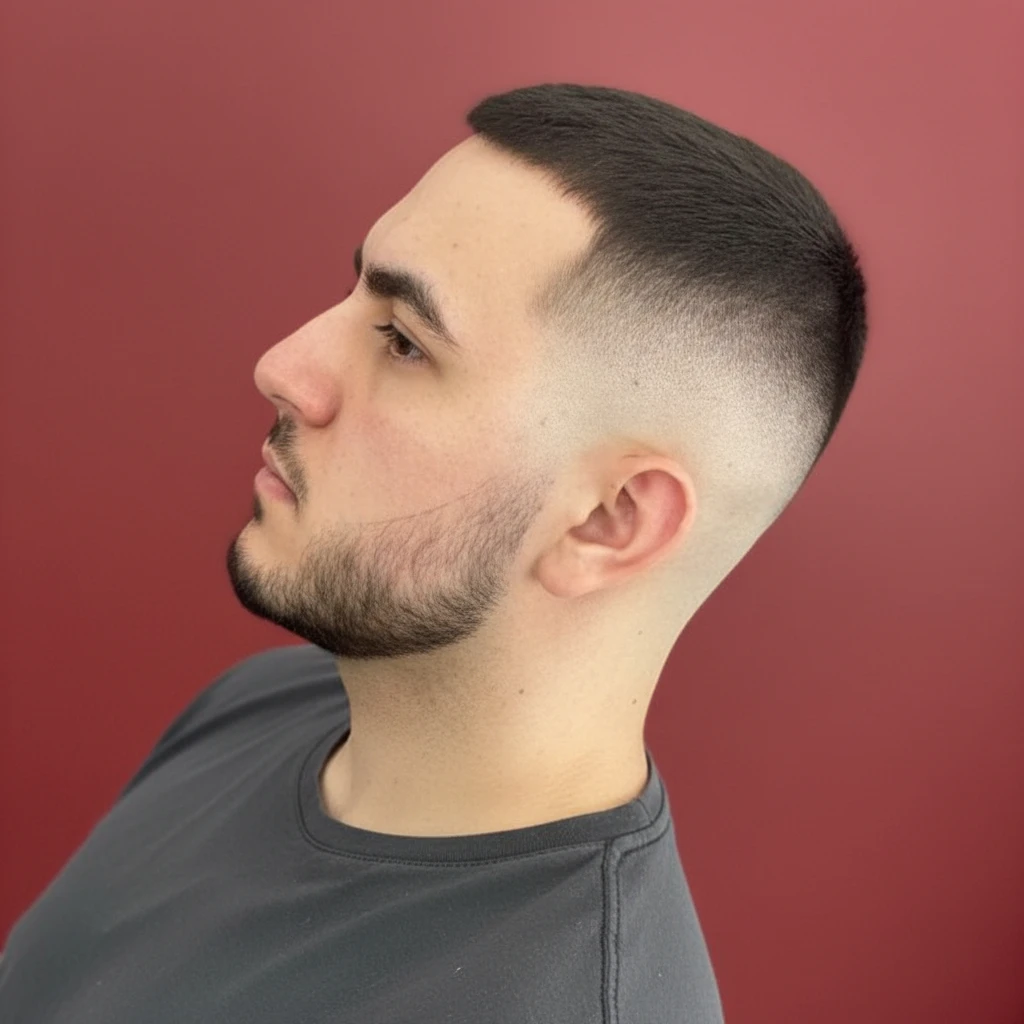 Corte de alto desvanecimiento con degradado y cabello liso