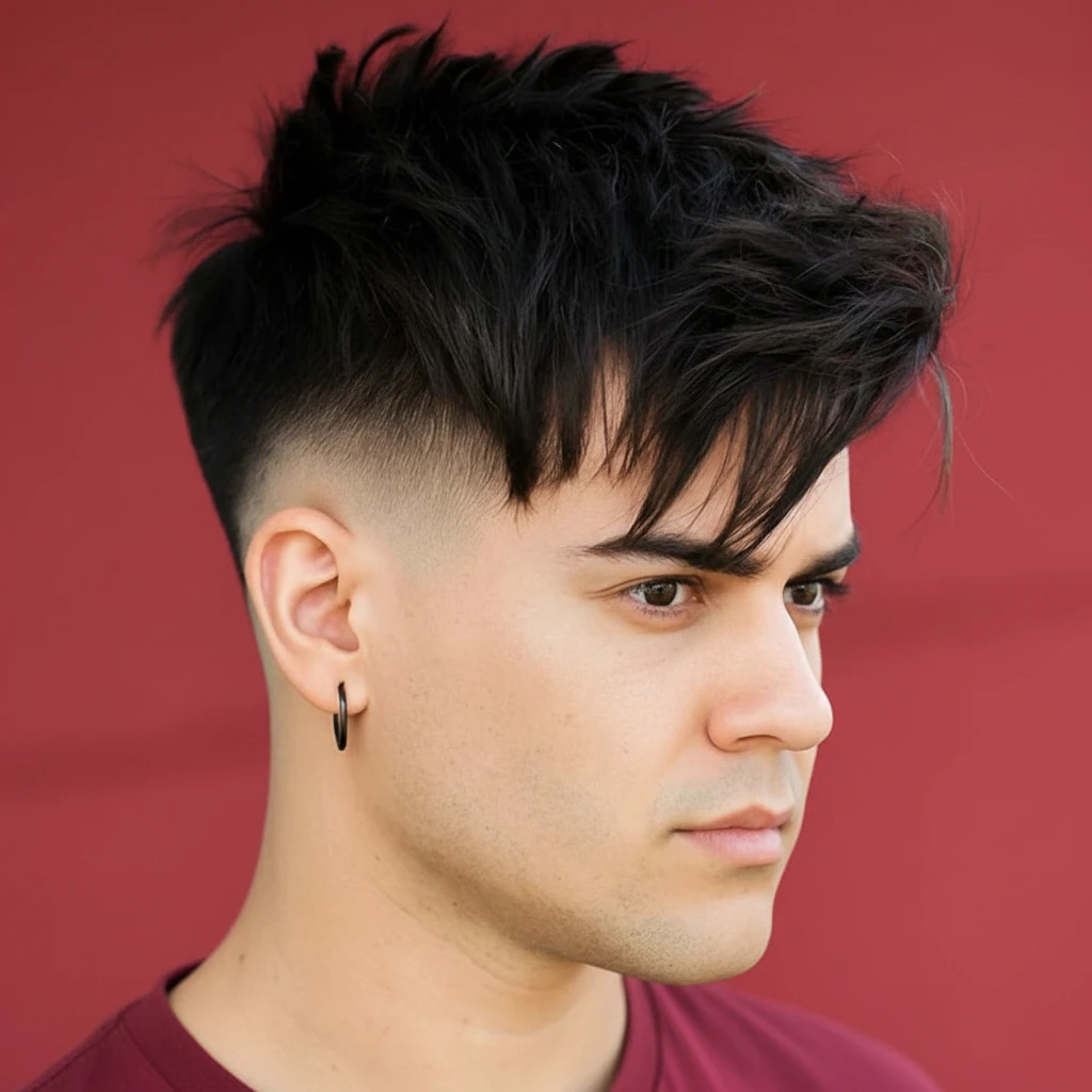 Corte High Fade com Textura Moderno em Cabelo Liso