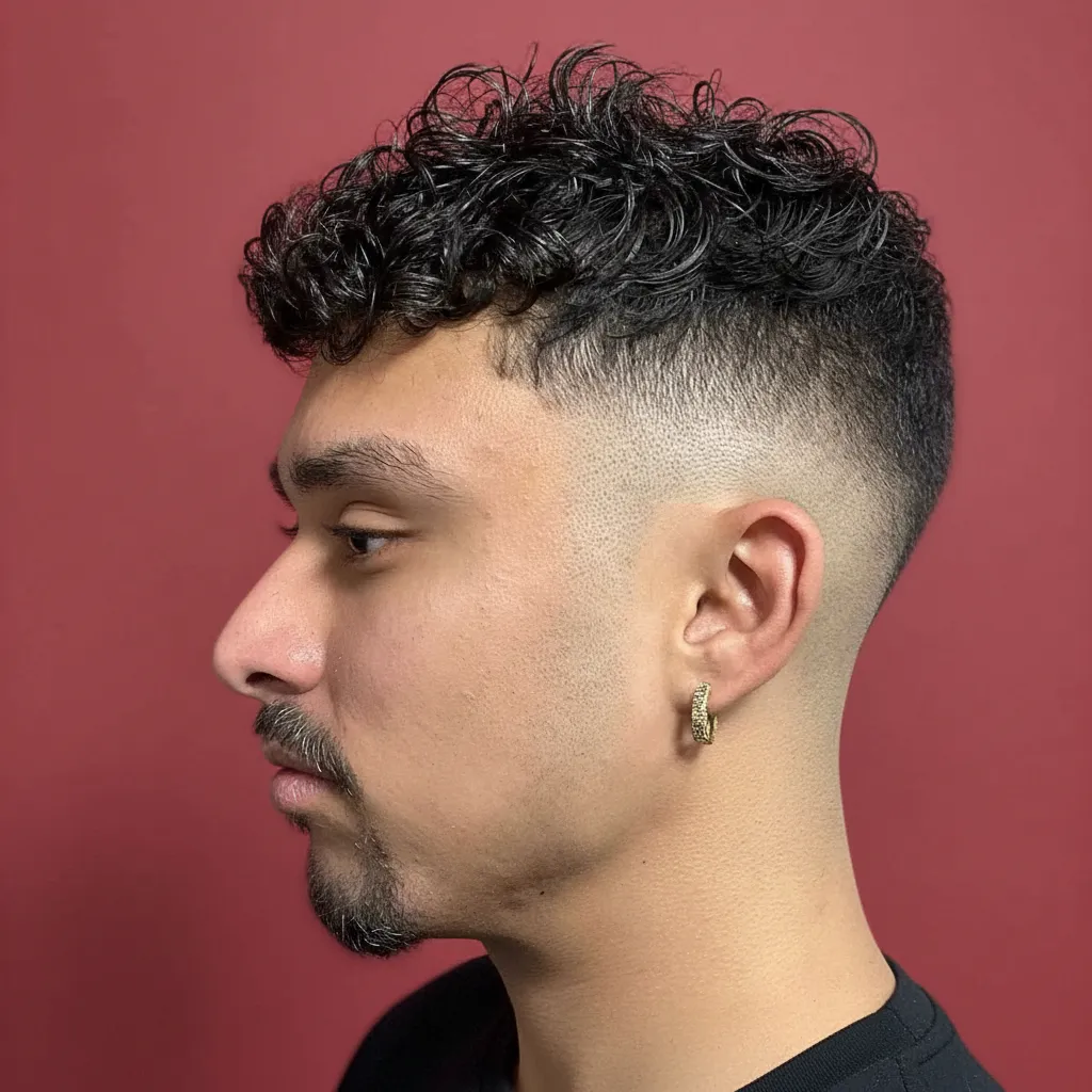 Corte de alto desvanecimiento en cabello rizado con degradado