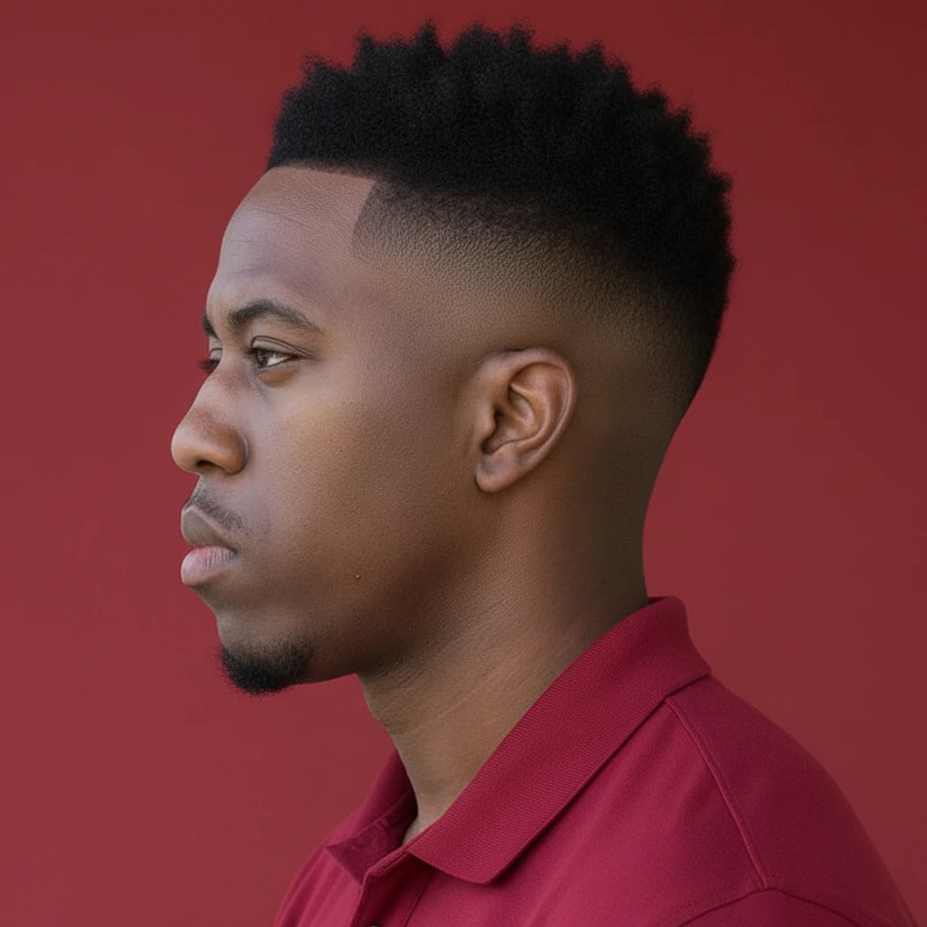 Corte de alto desvanecimiento en cabello rizado con degradado