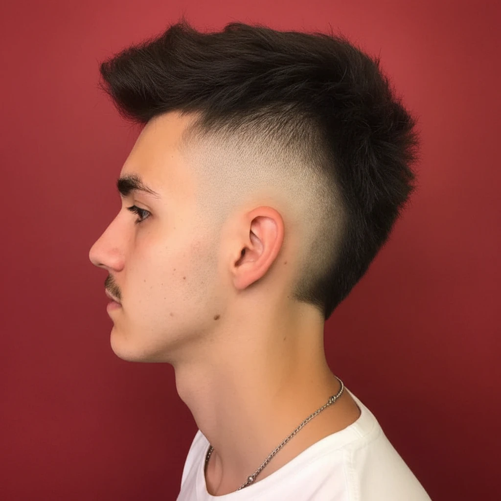 Corte de alto desvanecimiento en cabello liso con estilo moderno